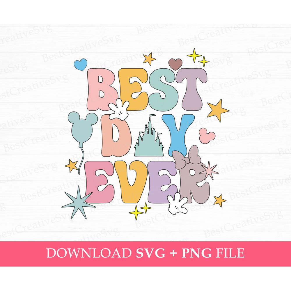 Best Day Ever Svg, Family Trip Svg, Magical Kingdom Svg, Mouse Ear Balloons and Hands Svg, Stars and Hearts, Svg Png Files For Print.jpg