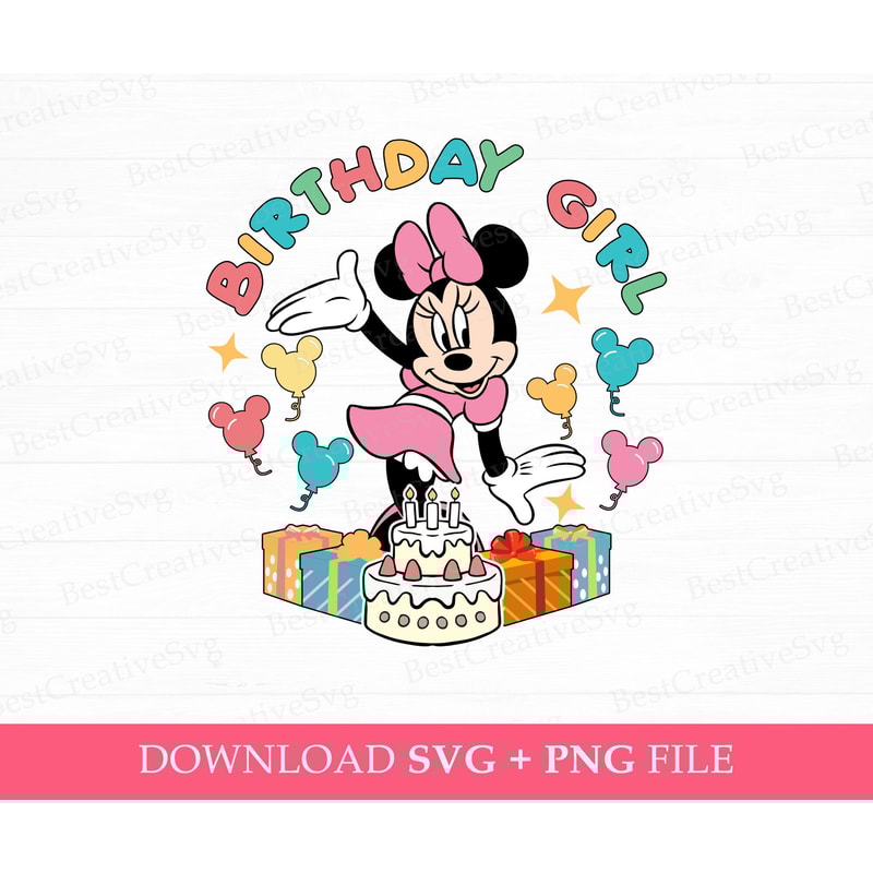 Birthday Girl Svg, Happy Birthday Svg, Family Birthday Girl Svg, Mouse Ears and Stars, Birthday Cake Svg, Png Svg Files For Print.jpg