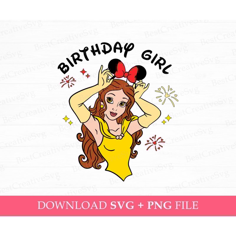 Birthday Girl Svg, Princess Birthday Svg, Mouse Ear Princess Svg, Happy Birthday Svg, Family Birthday Girl, Png Svg Files For Print.jpg