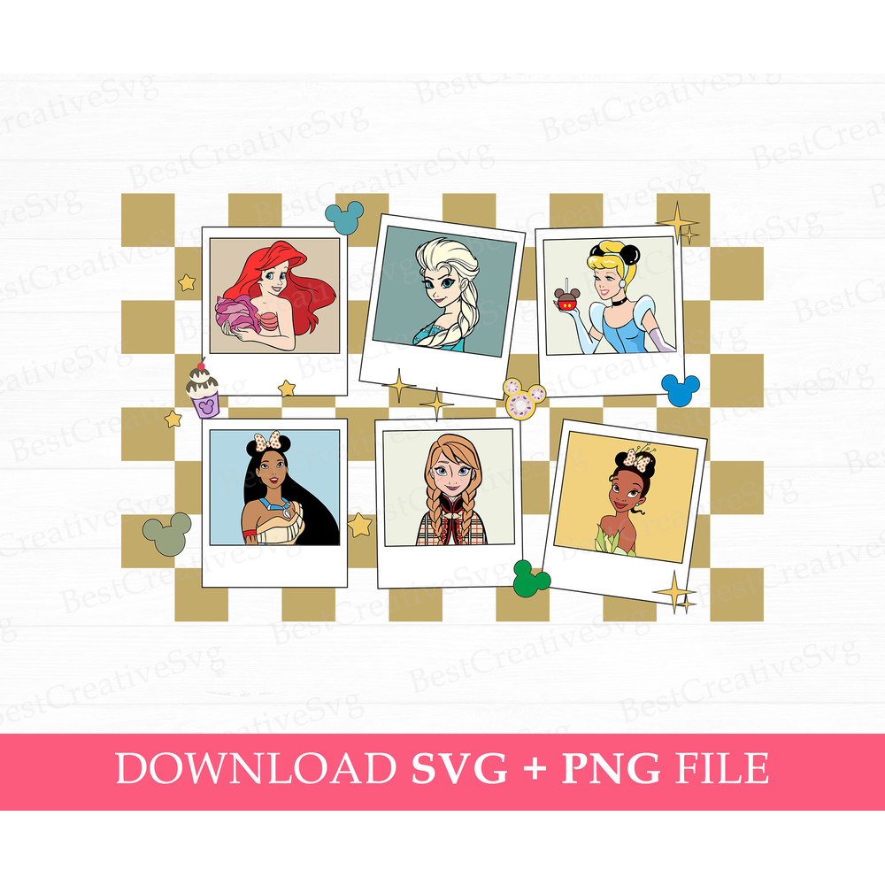 Checkered Princess Svg, Best Friends Princess Svg, Princess Squad Svg, Family Trip, Besties Svg, Friendship Svg, Png File For Sublimation.jpg