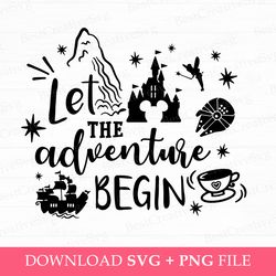 family adventure svg, let the adventure begin svg, family trip svg, family vacation svg, magical kingdom svg, vacay mode