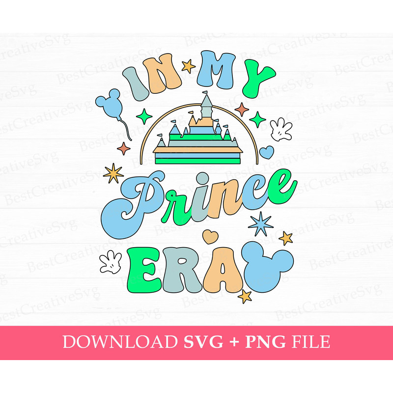 In My Prince Svg, Retro Family Trip Svg, Magical Kingdom Svg, Family Vacation Svg, Vacay Mode, Mouse Ear and Hands, Svg Png Files For Print.jpg