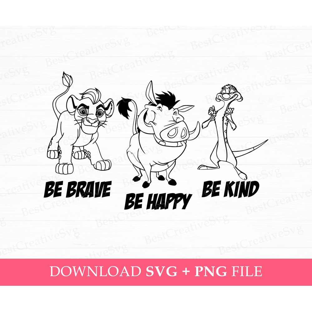Lion and Friends Svg, Be Brave Svg, Wild Trip Svg, Be Happy Svg, Animal Kingdom Svg, Family Trip Svg, Be Kind Svg, Png Svg Files For Print.jpg