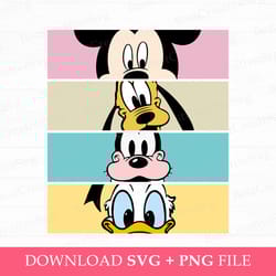 mouse and friends smiling svg, family vacation 2023, best friends svg, friendship svg, retro mouse and friends, png file