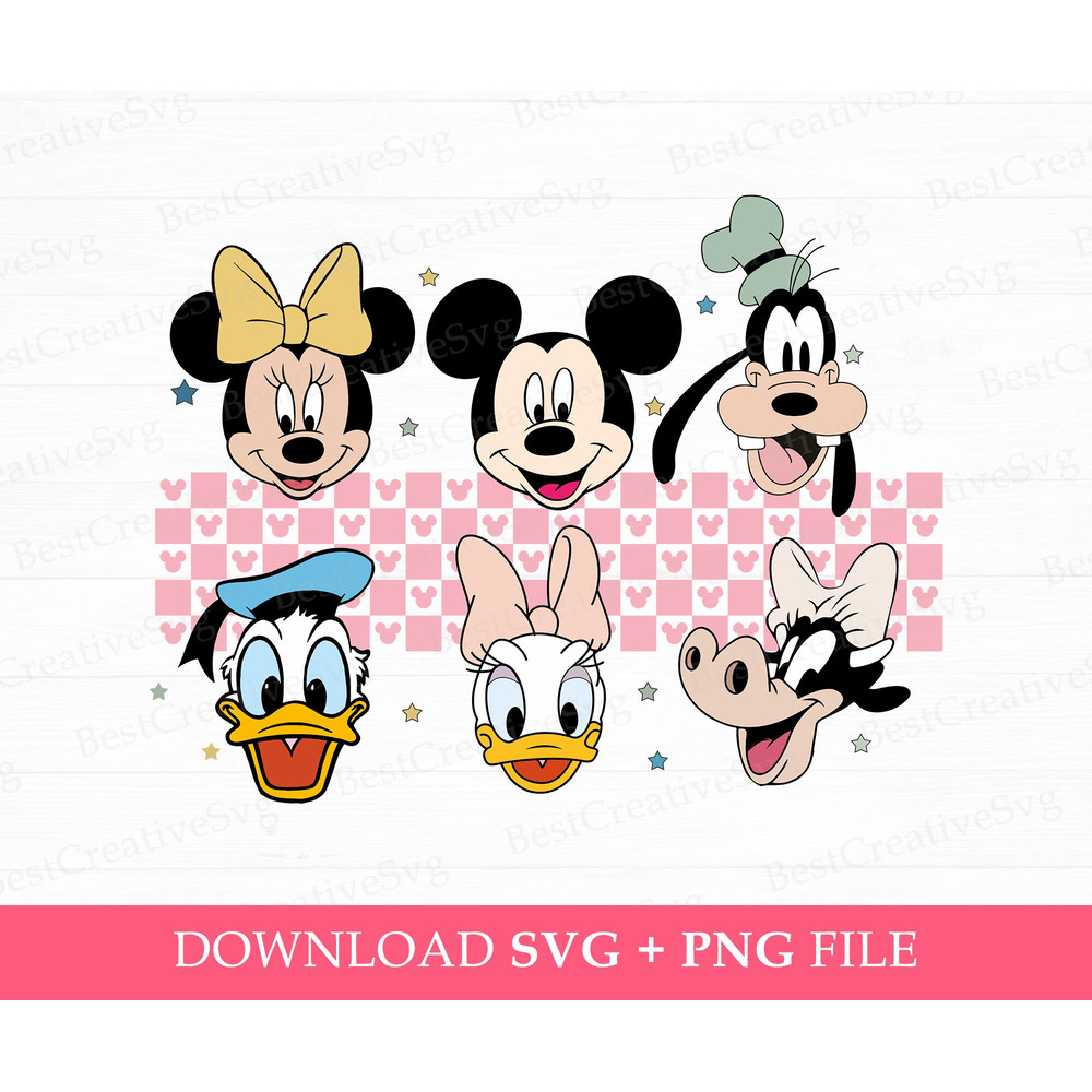 Mouse and Friends Svg, Family Trip Svg, Checkered Friends Svg, Family Vacation Svg, Mouse Ear and Stars Svg, Vacay Mode, Png Svg Files.jpg