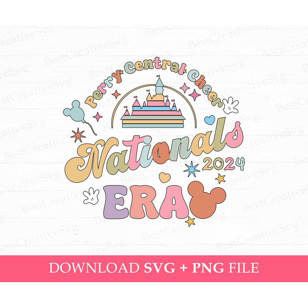 Perry Central Cheer Nationals 2024 Svg, Magical Kingdom Svg, Cheerleader Svg, Mouse Head and Hands, Cheerleading, Png Svg Files For Print.jpg