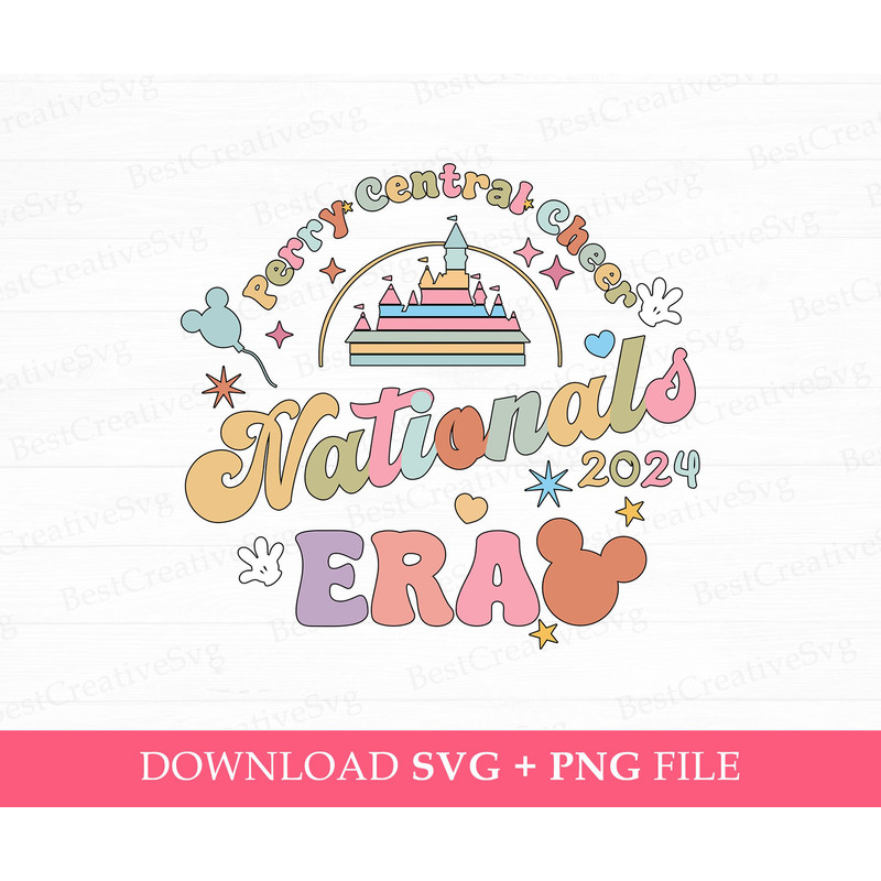 Perry Central Cheer Nationals 2024 Svg, Magical Kingdom Svg, Cheerleader Svg, Mouse Head and Hands, Cheerleading, Png Svg Files For Print.jpg
