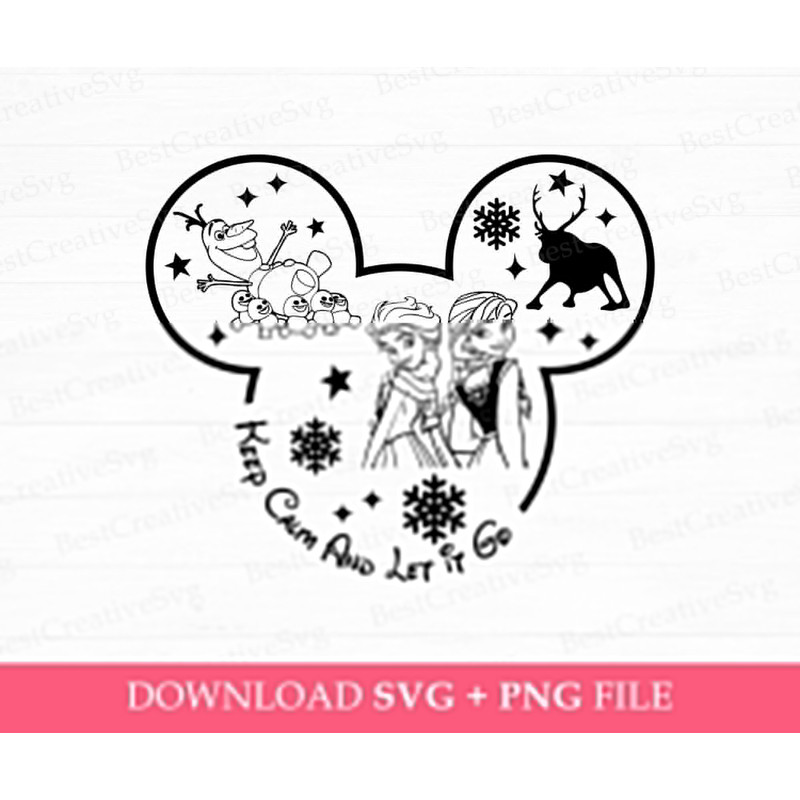 Princesses Svg, Keep Calm and Let It Go Svg, Family Trip Svg, 2024 Family Vacation Svg, Vacay Mode, Mouse Ear and Stars Svg, Png Svg Files.jpg
