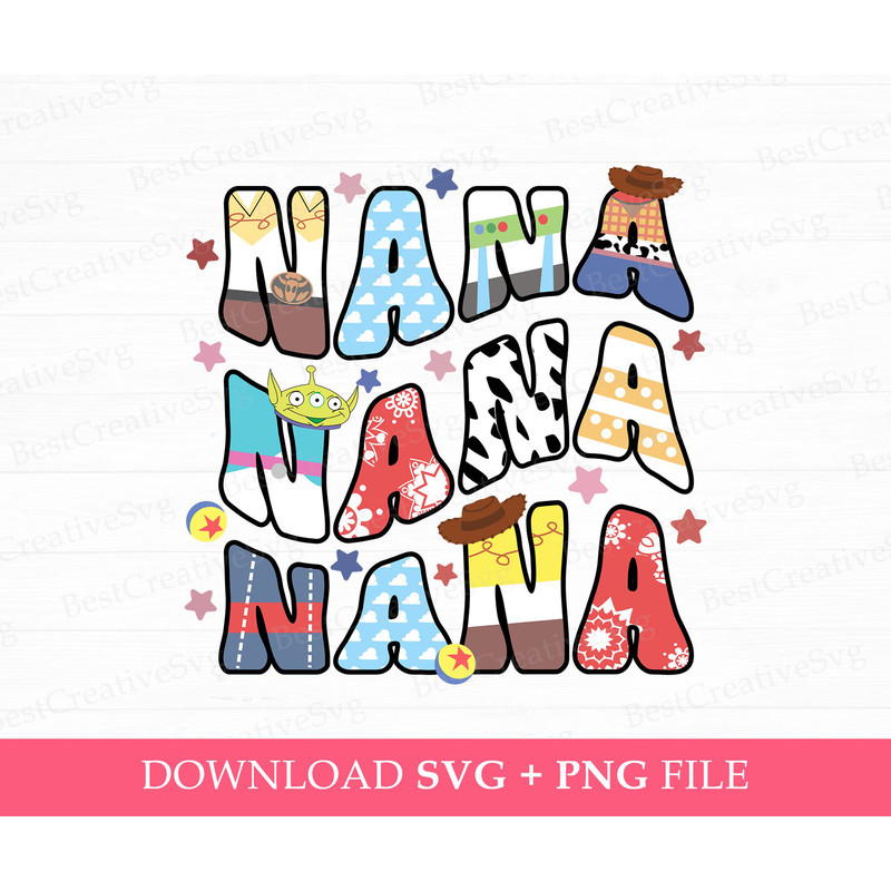 Toy Friends Nana Svg, Mother's Day Svg, Family Trip Svg, Gift For Nana Svg, Wavy Nana Svg, Vacay Mode, Svg Png Files For Print,.jpg