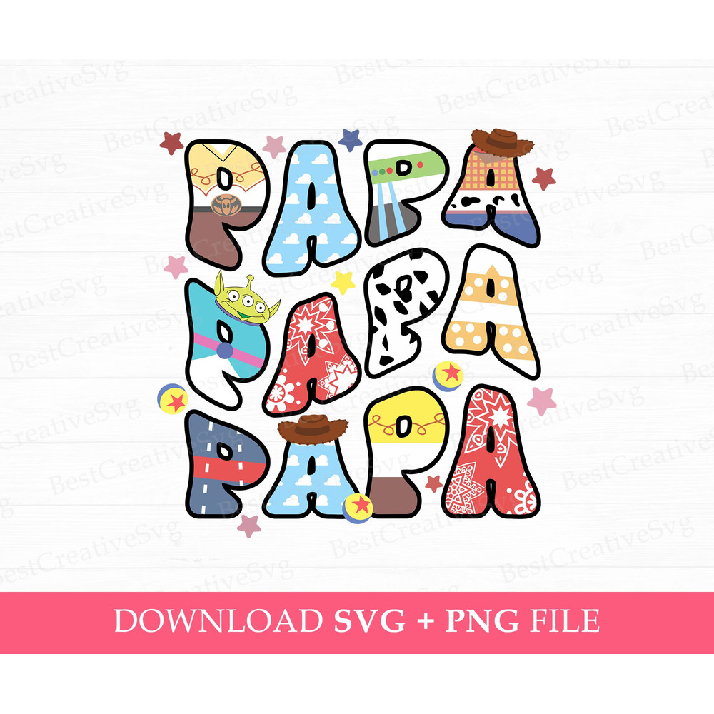 Toy Friends Papa Svg, Family Trip Svg, Papa Birthday Svg, Wavy Papa Svg, Cowboy Papa Svg, Svg Png Files For Print, Instant Download.jpg