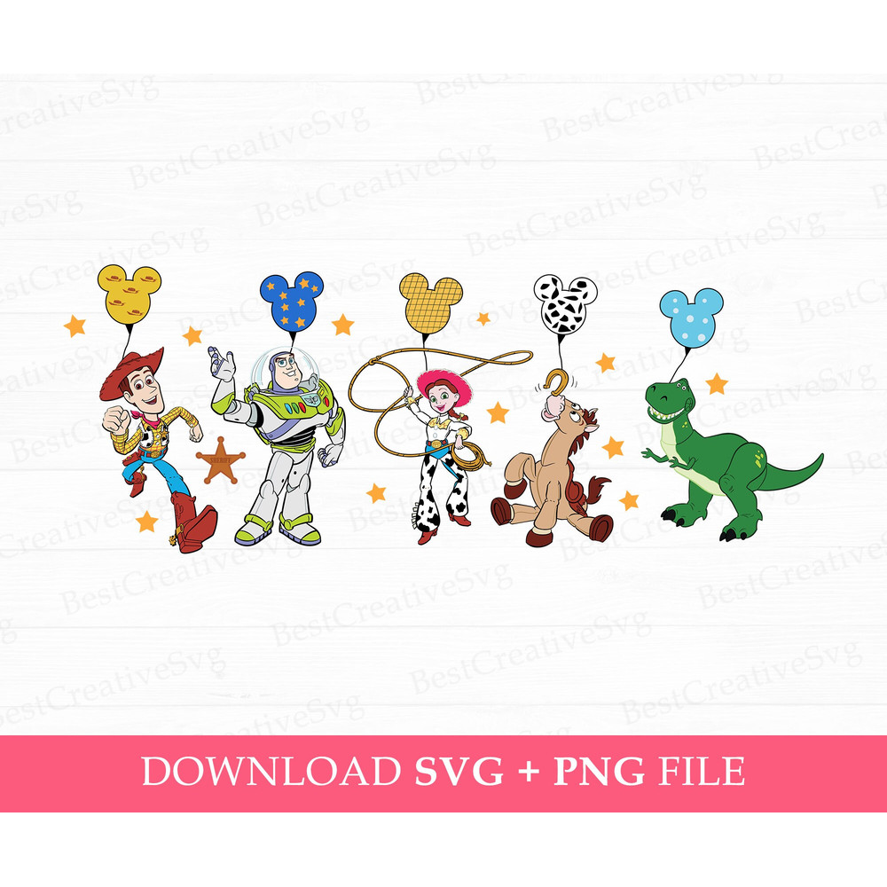 Toy Friends Svg, Family Vacation Svg, Toy Friends with Balloons Svg, Cowboy and Friends Svg, Vacay Mode, Png Svg Files For Print.jpg