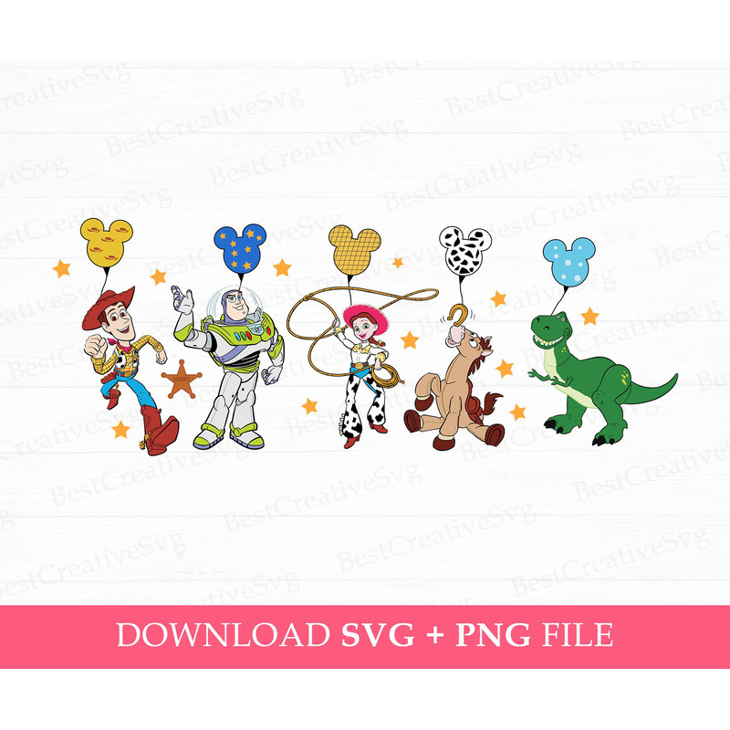 Toy Friends Svg, Family Vacation Svg, Toy Friends with Balloons Svg, Cowboy and Friends Svg, Vacay Mode, Png Svg Files For Print.jpg