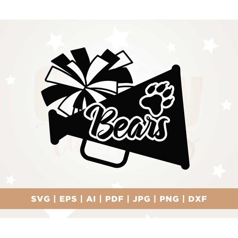 Bears svg, Bear cheer svg, Cheerleader svg, pom pom svg, cheer squad bears cricut, silhouette cut file, cheer svg, Digital file, cricut.jpg