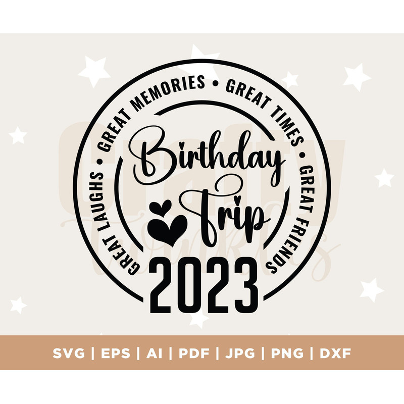 Birthday Trip 2023 Svg, Birthday Shirt Svg, Great Times, Great Memories Svg File Cricut, Cut, Silhouette File, sublimation, Digital.jpg