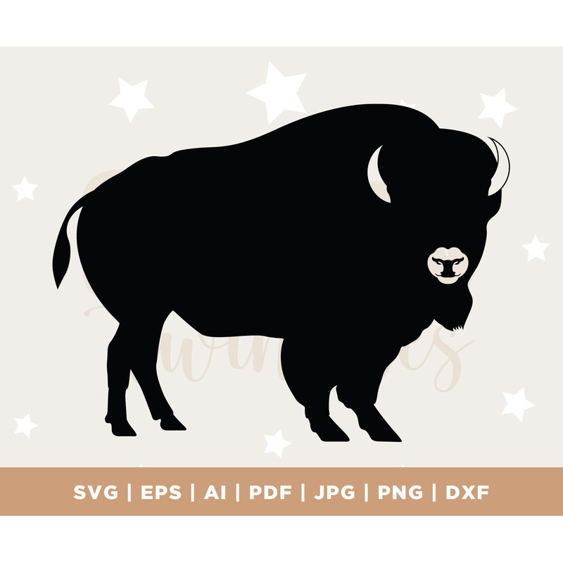 Bison Silhouette, Solid Buffalo, Digital Download SVG, Png, Dxf, Pdf, Animal Clipart, cricut, cut file, Bison Svg, Silhouette, Glowforge.jpg