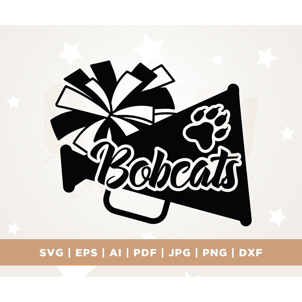 Bobcats svg, Cheerleader svg, pom pom svg, cheer squad, bobcats cricut, silhouette cut file, cheer svg, team spirit monogram, Digital file.jpg