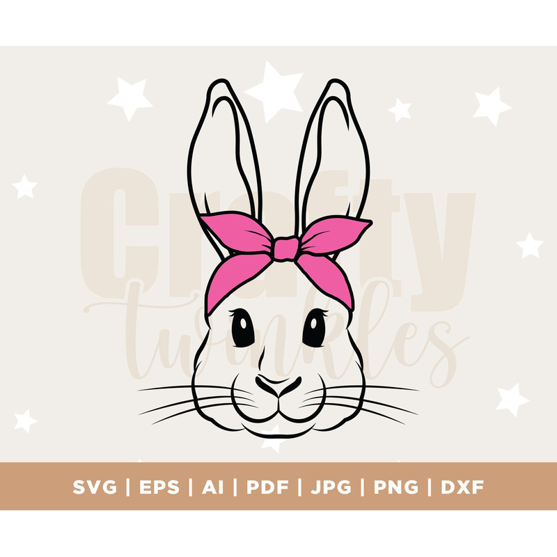 Bunny Svg, Easter Bunny Bandana, Bunny Bandana Svg, Bunny With Bandana Svg, Kid's Easter Design, Bandana Svg, Easter Bandana Svg, Cute Svg.jpg