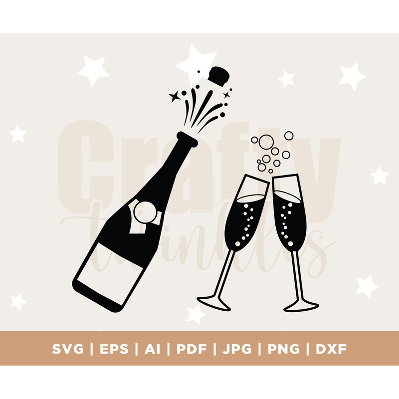 Champagne and Glass Clinking, Svg, Png, Pdf, Jpg, cricut, cut file, sublimation png file, instant download, sublimation file, SVG, cut file.jpg