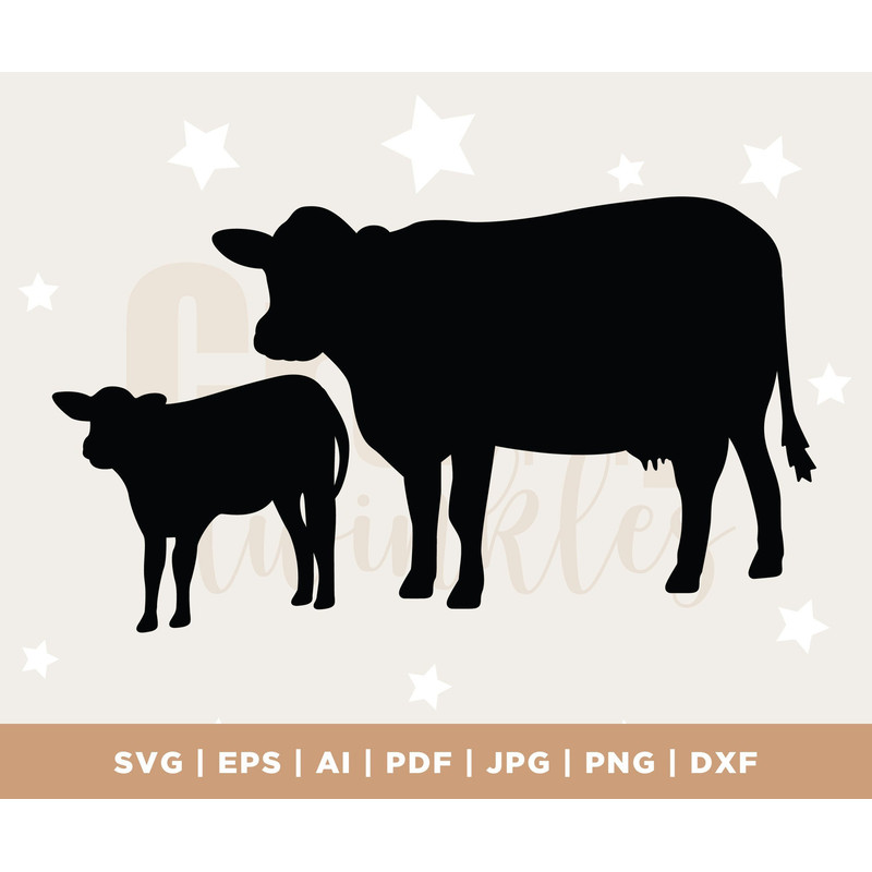 Cow calf pair Vector SVG, Cow Baby, Calf, Cattle Mommy, Mom Cow, Farm Animal Milk, Dairy, Western Meat Food, Cut Sign Image, ClipArt, cattle.jpg