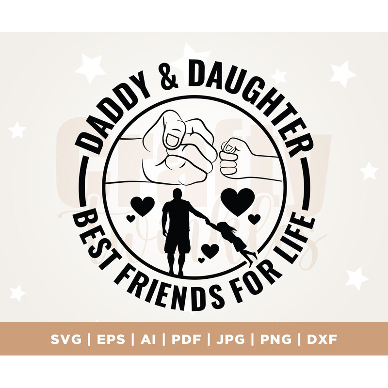 Daddy and daughter best friends for life svg, father and daughter silhouette clip art, Silhouette, Cricut, Cut File, PNG, PDF, Digital.jpg