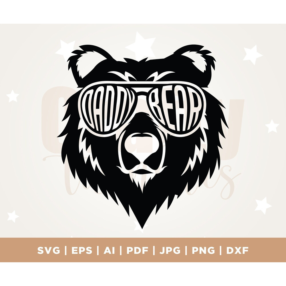 Daddy Bear SVG, Daddy Bear with Sunglasses, Daddy SVG, father bear svg, Daddy Bear Cut file, Papa Bear, Papa, Dad Bear, Silhouette, Cricut.jpg