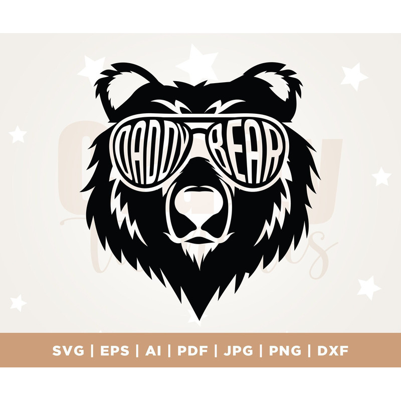 Daddy Bear SVG, Daddy Bear with Sunglasses, Daddy SVG, father bear svg, Daddy Bear Cut file, Papa Bear, Papa, Dad Bear, Silhouette, Cricut.jpg