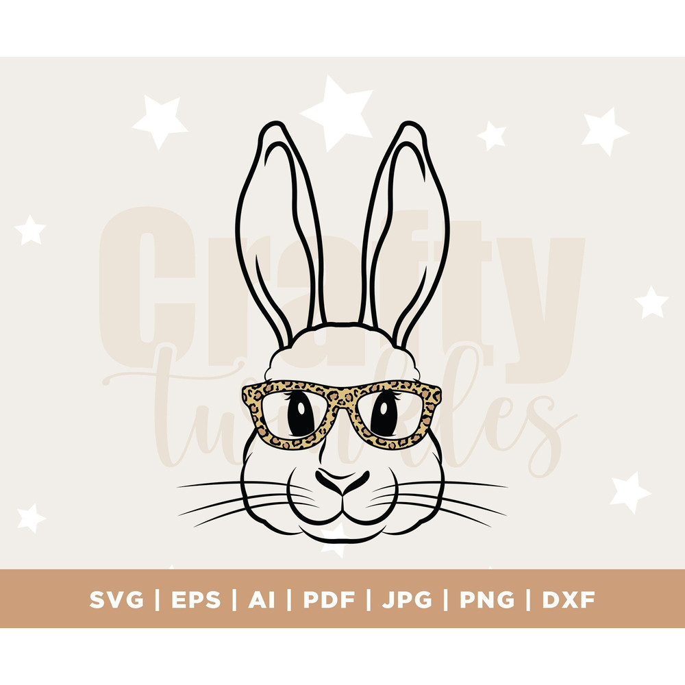 Easter Bunny With Glasses, Kid's Easter Design, Bunny with Glasses, Bunny with Glasses Svg, Cute Easter Svg, Easter Svg, Easter Bunny Svg.jpg