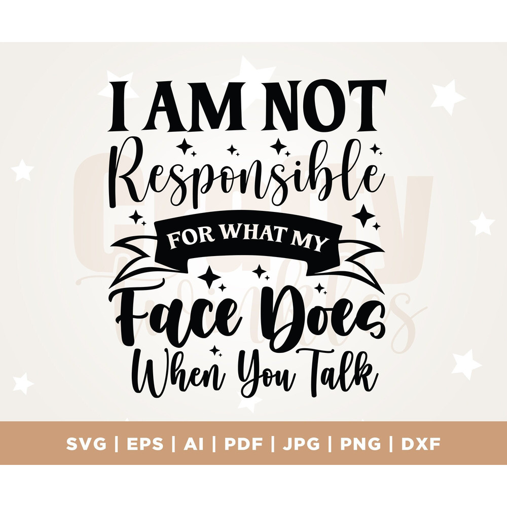 Funny Sarcastic Quote SVG, Sassy SVG, I Am Not Responsible for What My Face Does When You Talk SVG, Cut File, Cricut, Silhouette, Svg, Png.jpg
