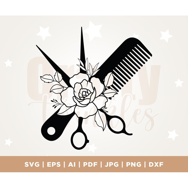 Hair Hustler Svg, Hair Salon Svg, Hairdresser SVG, Floral Scissors SVG, Cricut, Cut File, Png, Pdf, Digital, Hairstylist SVG, Silhouette.jpg