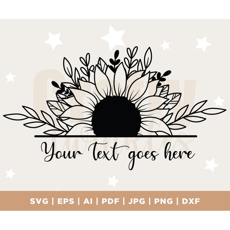 Half Sunflower SVG, Sunflower border SVG, Split Sunflower svg, Sunflower monogram svg, Sunflower svg file for Cricut Silhouette, Svg Cricut.jpg