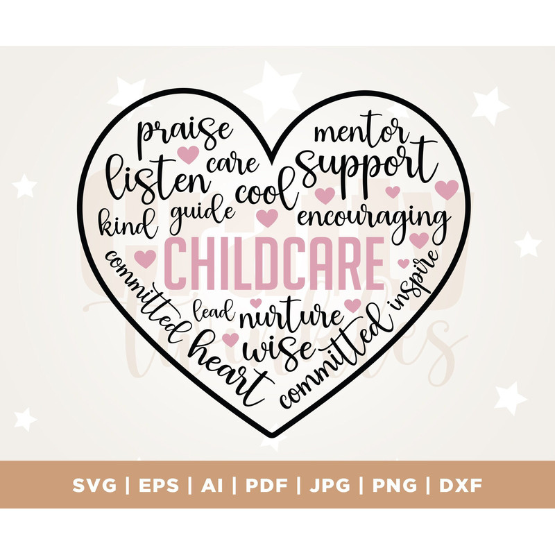 Heart of a Childcare worker svg, Childcare svg, Heart svg, Shirt, Childcare Heart svg, Cricut, Silhouette, SVG, PNG, EPS, Dxf, Instant Files.jpg