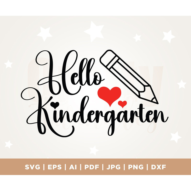 Kindergarten SVG, Hello Kindergarten SVG, Kids Shirt svg, hand-lettered, Cricut, Png, Svg, sublimation, Back to School SVG, School, School.jpg