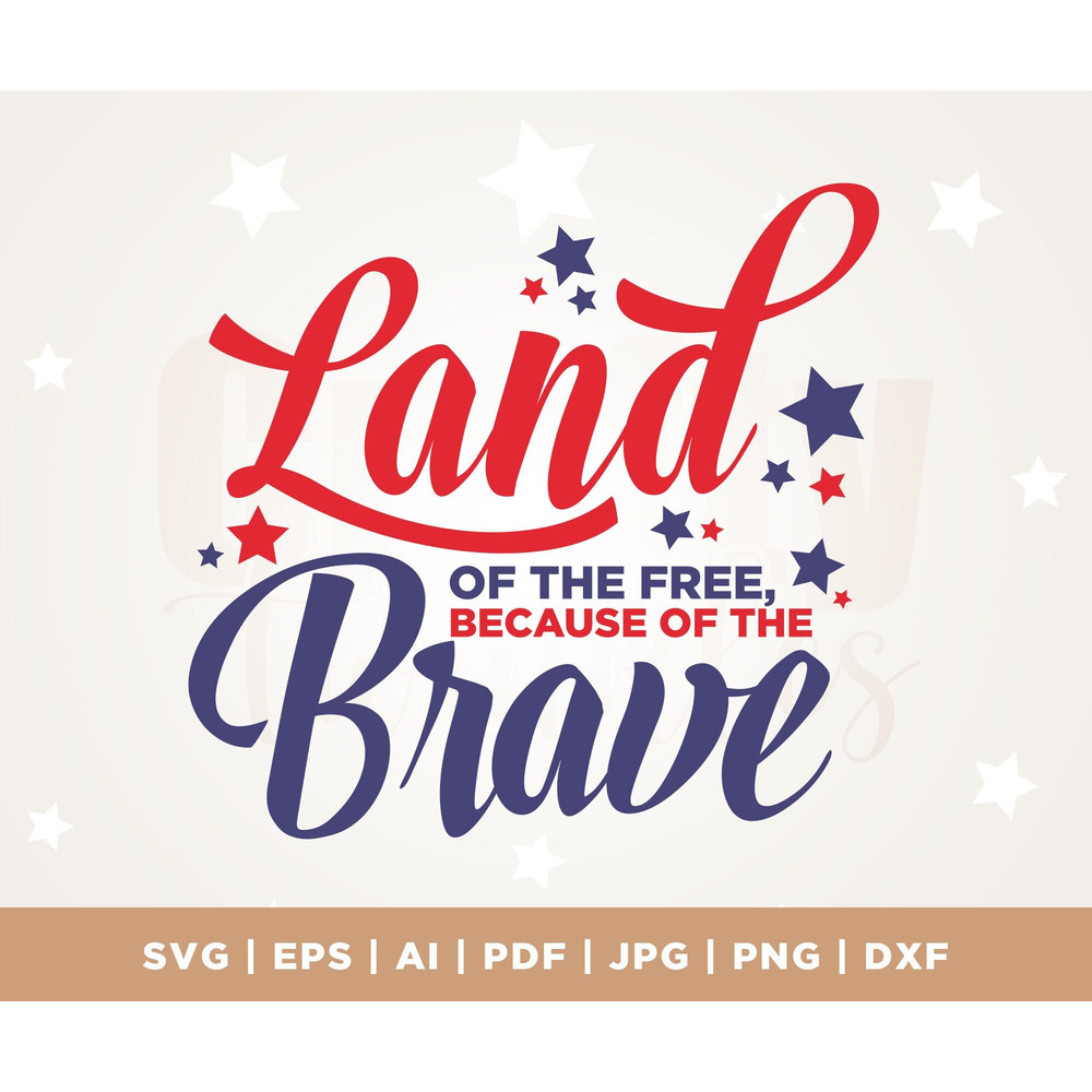 Land of the Free Because of the Brave SVG, 4th of July, Memorials Day, Veterans, Patriotic svg, American Flag, silhouette, Digital files.jpg
