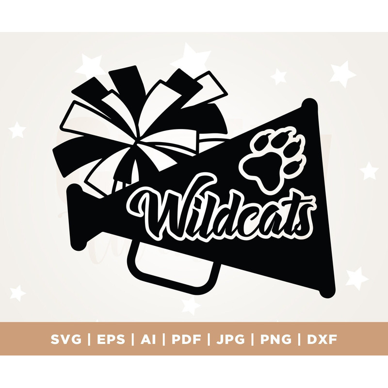 Megaphone Wildcat svg, Cheer svg, cheerleader megaphone svg, wildcat svg, t-shirts, printable file, Cricut svg files, cutter file.jpg