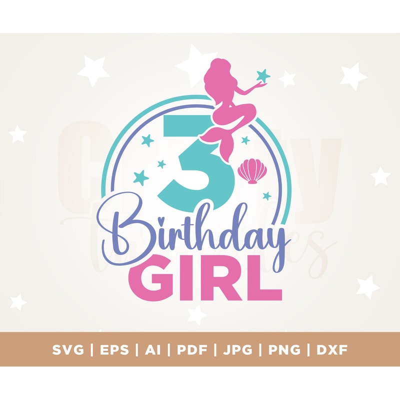 Mermaid 3rd Birthday Svg, Mermaid Birthday Svg, sublimation, Silhouette, Cricut, Cut File, PNG, Mermaid Svg, birthday svg, princess svg.jpg