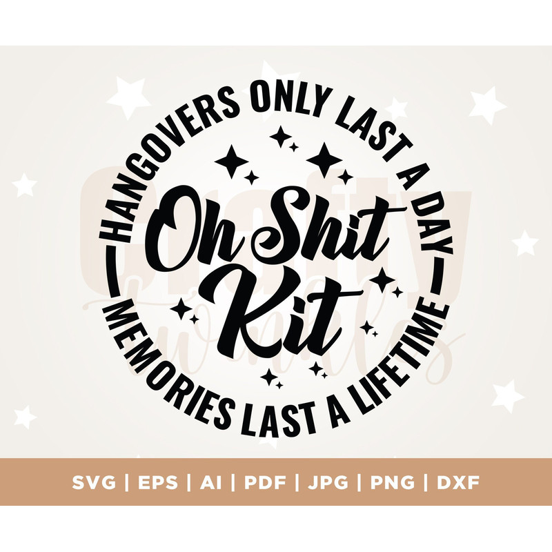 Oh Shit Kit Hangovers Last a Day SVG, Bachelorette party svg, Wedding decor svg, Wedding gift svg, Cut File, Cricut, Png, Svg, sublimation.jpg