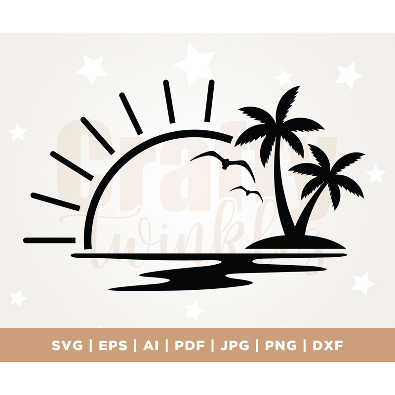Palm Tree SVG, Tropical Vacation Beach Circle Frame, vinyl decal Design, Ocean Waves, Png, Svg, sublimation, Circle Monogram Frame, Cricut.jpg