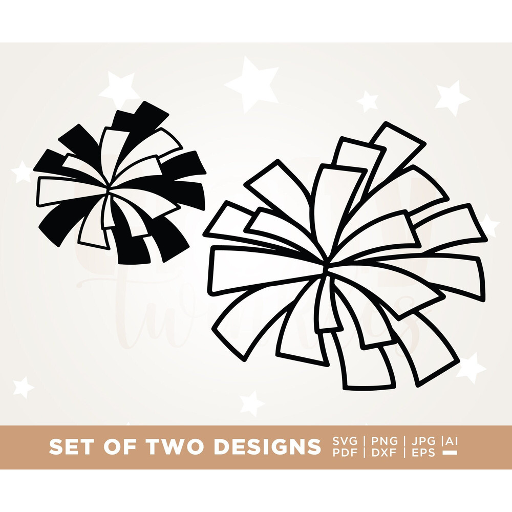 Pom Pom Svg, Hand-drawn cheerleading pom pom, silhouette, cut file, instant download Cut File, Cricut, Png, Svg, sublimation, sport SVG, PNG.jpg