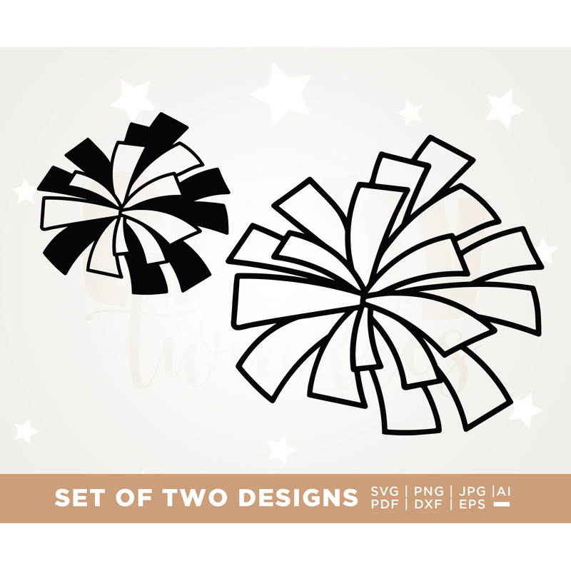 Pom Pom Svg, Hand-drawn cheerleading pom pom, silhouette, cut file, instant download Cut File, Cricut, Png, Svg, sublimation, sport SVG, PNG.jpg