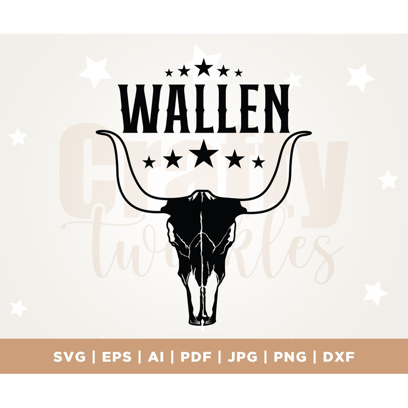 Retro Wallen Bull Skull PNG, Wallen Bull Skull PNG Digital Download, Cowboy Designs, Country Western Png, Silhouette, Cricut, Cut File, PNG.jpg