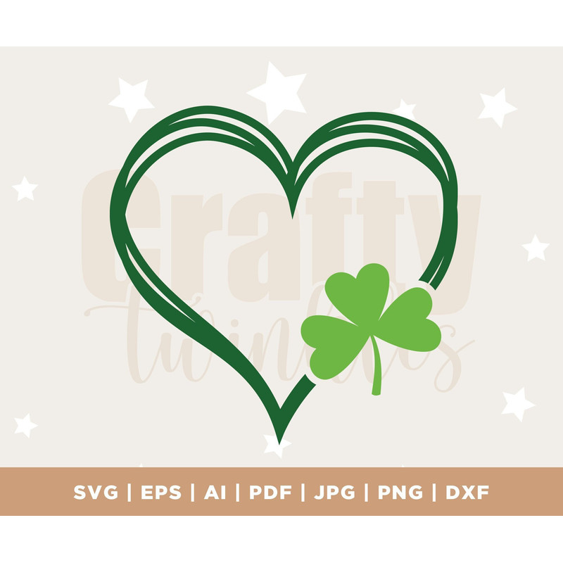 Saint Patrick's Day Heart, Instant Digital Download, svg, png, dxf, and eps files, Shamrock, St. Patty's Day, Clover, Stripes, Cut File.jpg