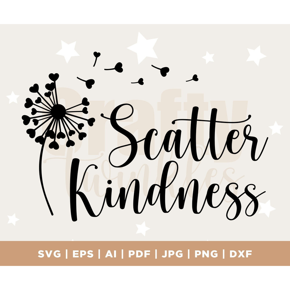 Scatter Kindness Dandelion Svg, Dandelion Svg, Heart Dandelion Svg, Dandelion Blowing Svg, Flower Svg, Png, Cut files for Cricut, Silhouette.jpg