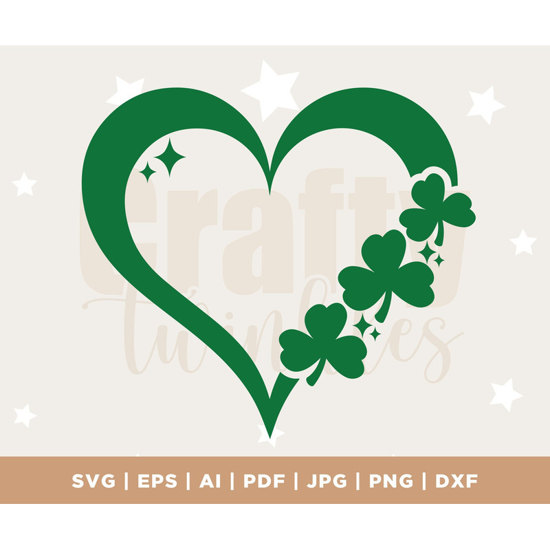 Shamrock Sparkly Heart SVG, PNG, JPG, Leaf Clover Love Lucky Sublimation Design Eps Dxf, Happy St. Patrick's Day, cut file, cameo, lucky png.jpg