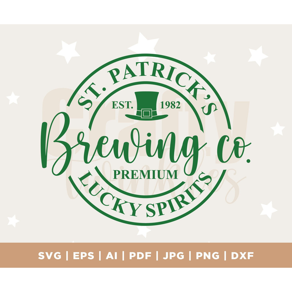 St. Patrick's Brewing Co. Lucky Spirits Svg, Funny St. Patrick's Day svg, St. Patrick's SVG, Happy St. Patrick's Day, Svg, Png, Dxf, Eps.jpg