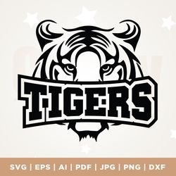 tigers svg, tiger svg, tigers mascot svg, tigers sports shirt, cut file, cricut, png, svg, sublimation, tigers png, tige