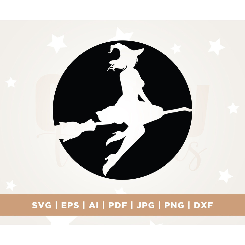 Witch Moon SVG, Halloween Svg, Halloween Witch Svg, Silhouette, Flying Witch Svg, Witch Svg, Cricut, Png, Svg, sublimation, Decal, Cut File.jpg