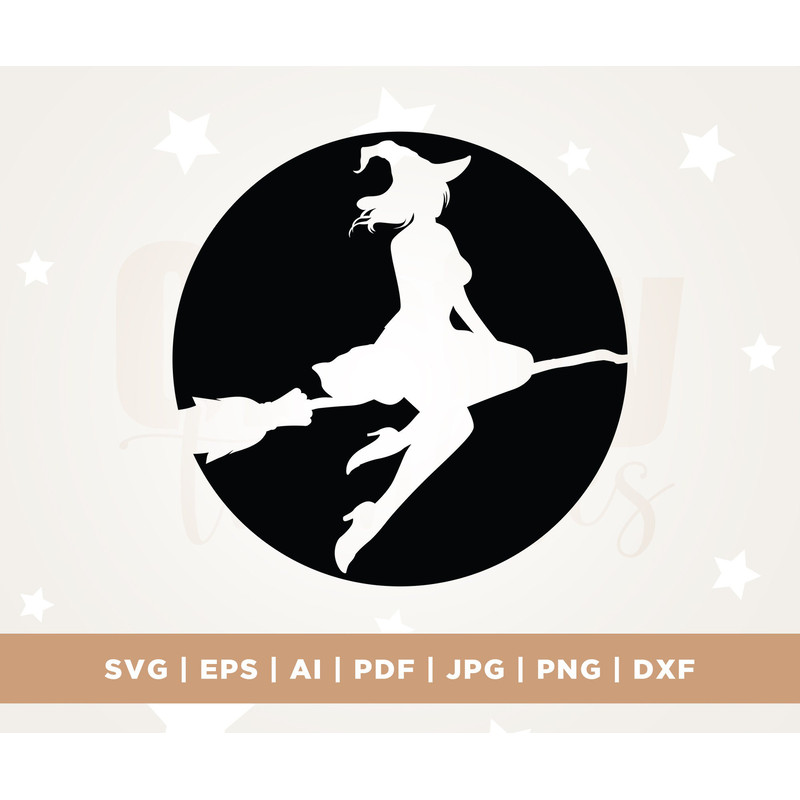 Witch Moon SVG, Halloween Svg, Halloween Witch Svg, Silhouette, Flying Witch Svg, Witch Svg, Cricut, Png, Svg, sublimation, Decal, Cut File.jpg