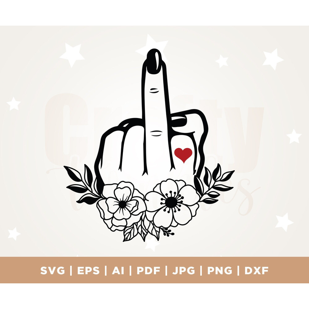 Woman Middle Finger Svg, Cricut, Silhouette, Decal, Sticker, Vinyl, Cricut, Png, Svg, sublimation, Flower Wreath Svg, Floral Border Svg.jpg