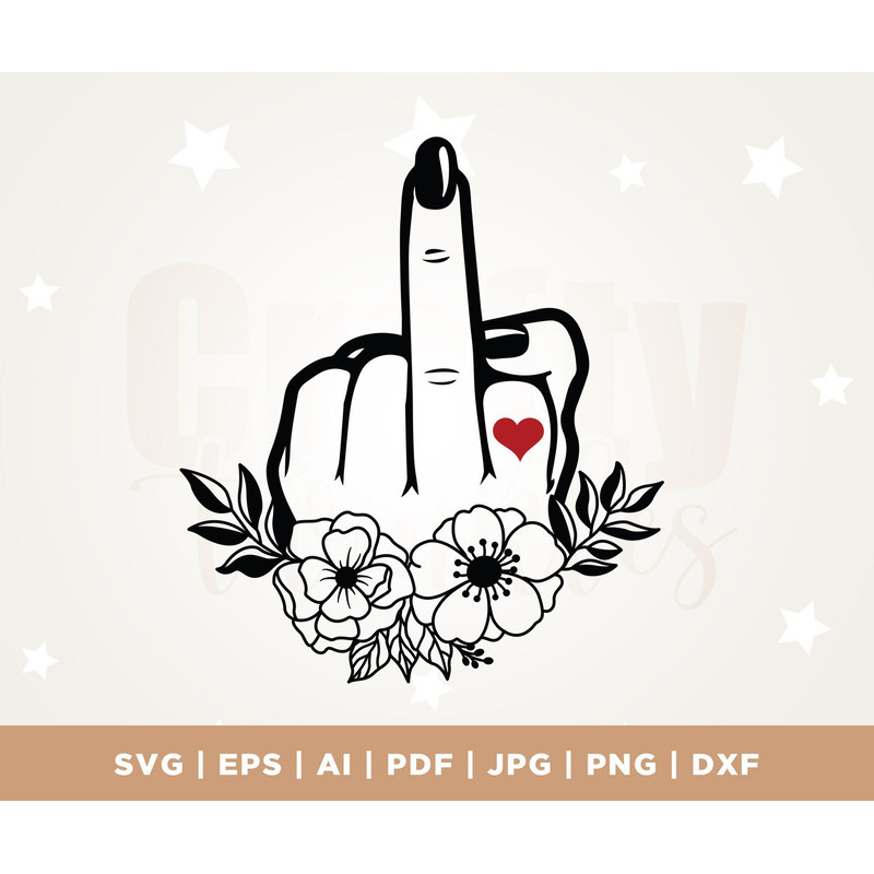Woman Middle Finger Svg, Cricut, Silhouette, Decal, Sticker, Vinyl, Cricut, Png, Svg, sublimation, Flower Wreath Svg, Floral Border Svg.jpg