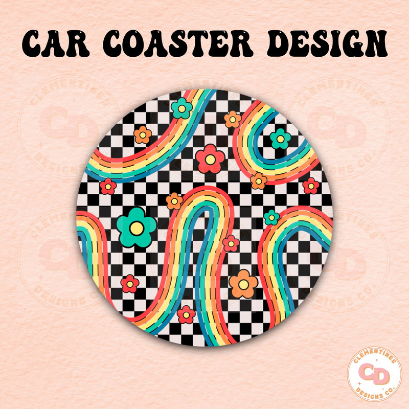 Groovy Flower Car Coaster PNG Design,Sublimation Design,Car coaster sublimation,Coaster designs,Trendy png,Sublimation png,Coaster png 1.jpg